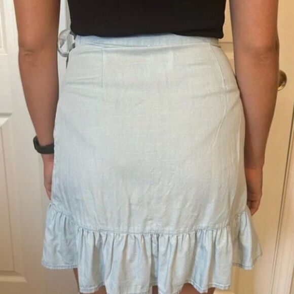 Harper Heritage Chambray Ruffle Wrap Skirt Sz S - Picture 2 of 7